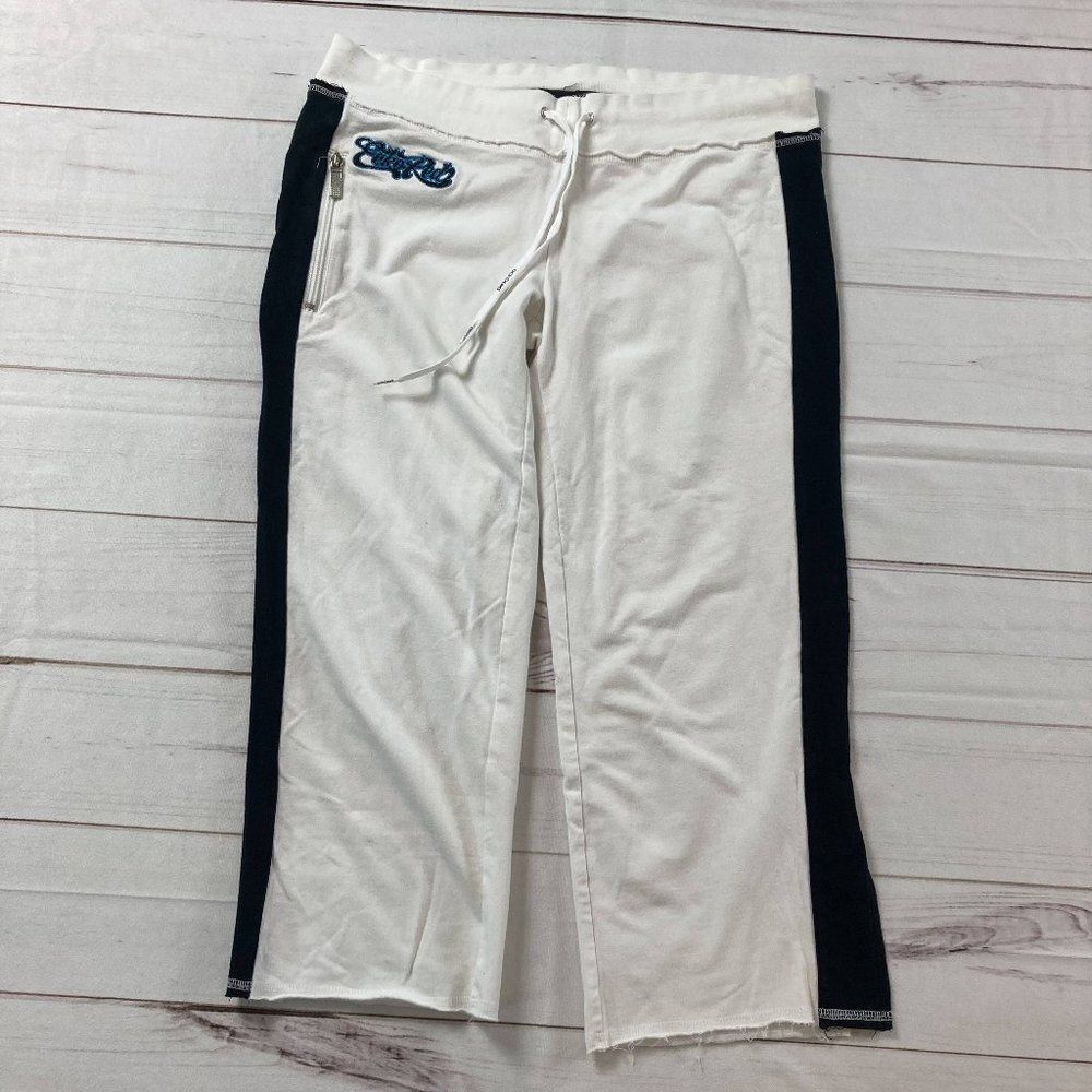 Ecko Red Womens Black White Drawstring Pockets Activewear Capri Pants Size M